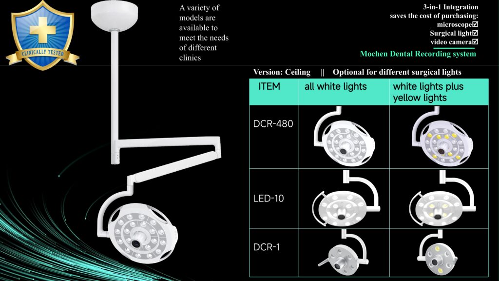 ceiling dental lamp with recording system 