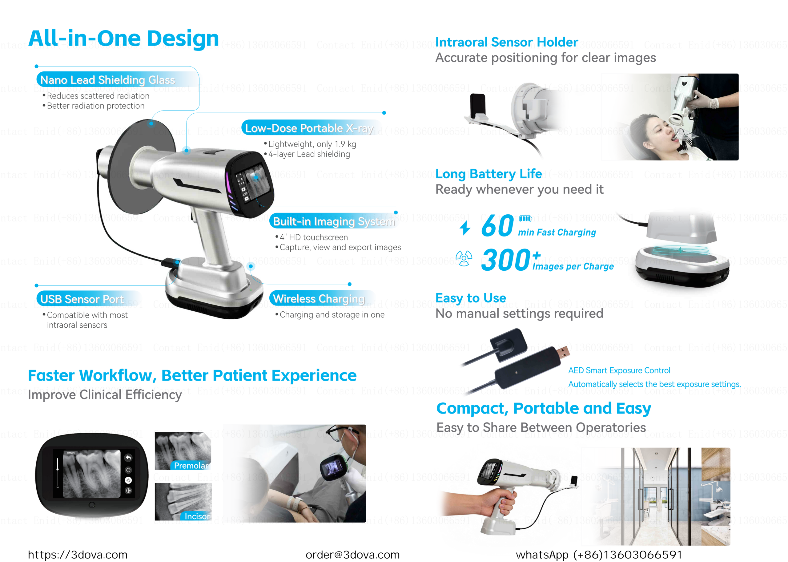 Instant Imaging Portable Dental X-Ray with 4″ HD Screen