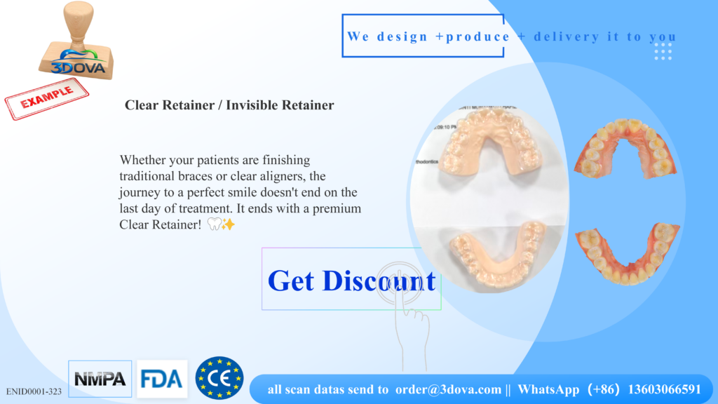 Digital CAD/CAM workflow for automated clear retainer manufacturing at 3DOVA.