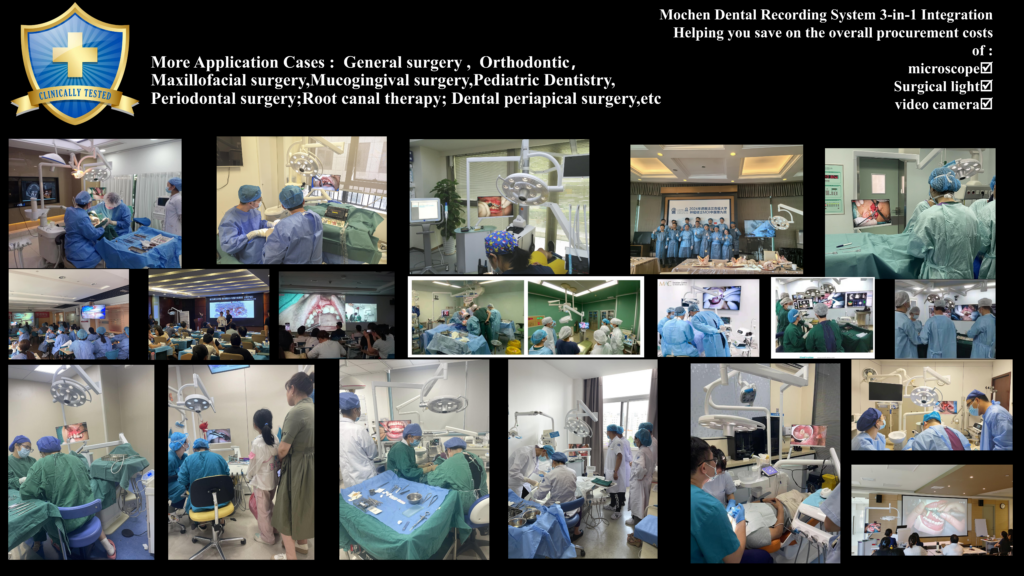 coaxial dental camera light capturing precise oral surgery and dental implant placement on monitor