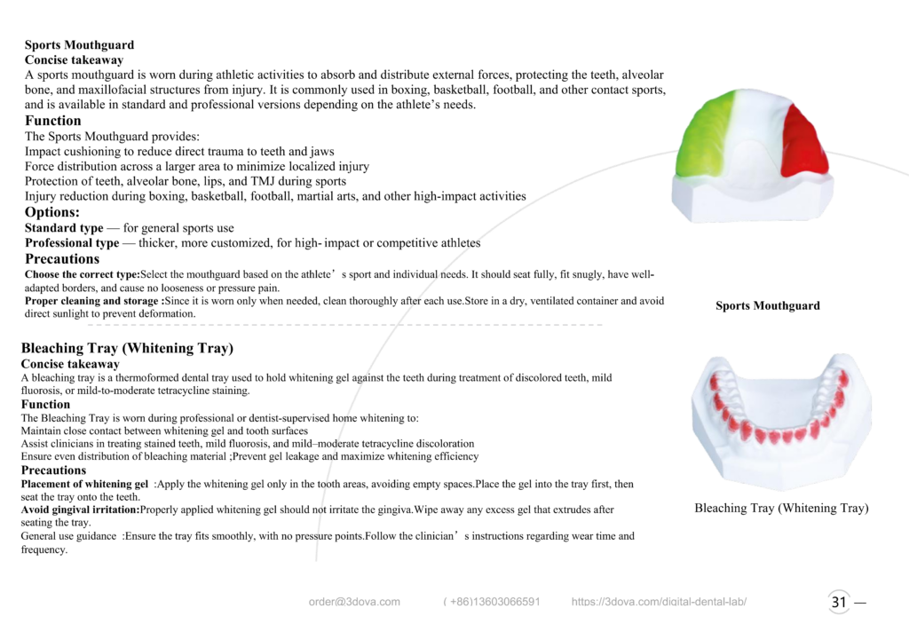 Flexible thermoformed bleaching tray showing scalloped margins for a custom whitening treatment setup.